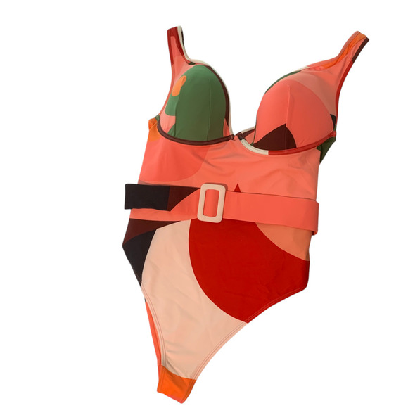 NWT Hutch Anthropologie Roxy Plus Sz 1X Modernist Belted One Piece Swimsuit NEW - Picture 2 of 7